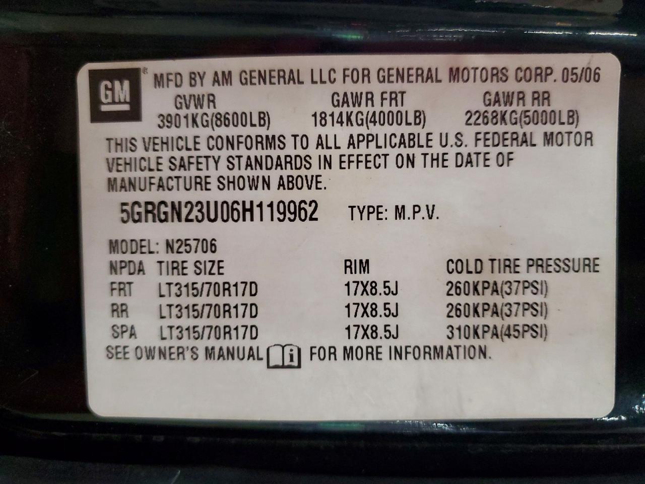 2006 HUMMER H2