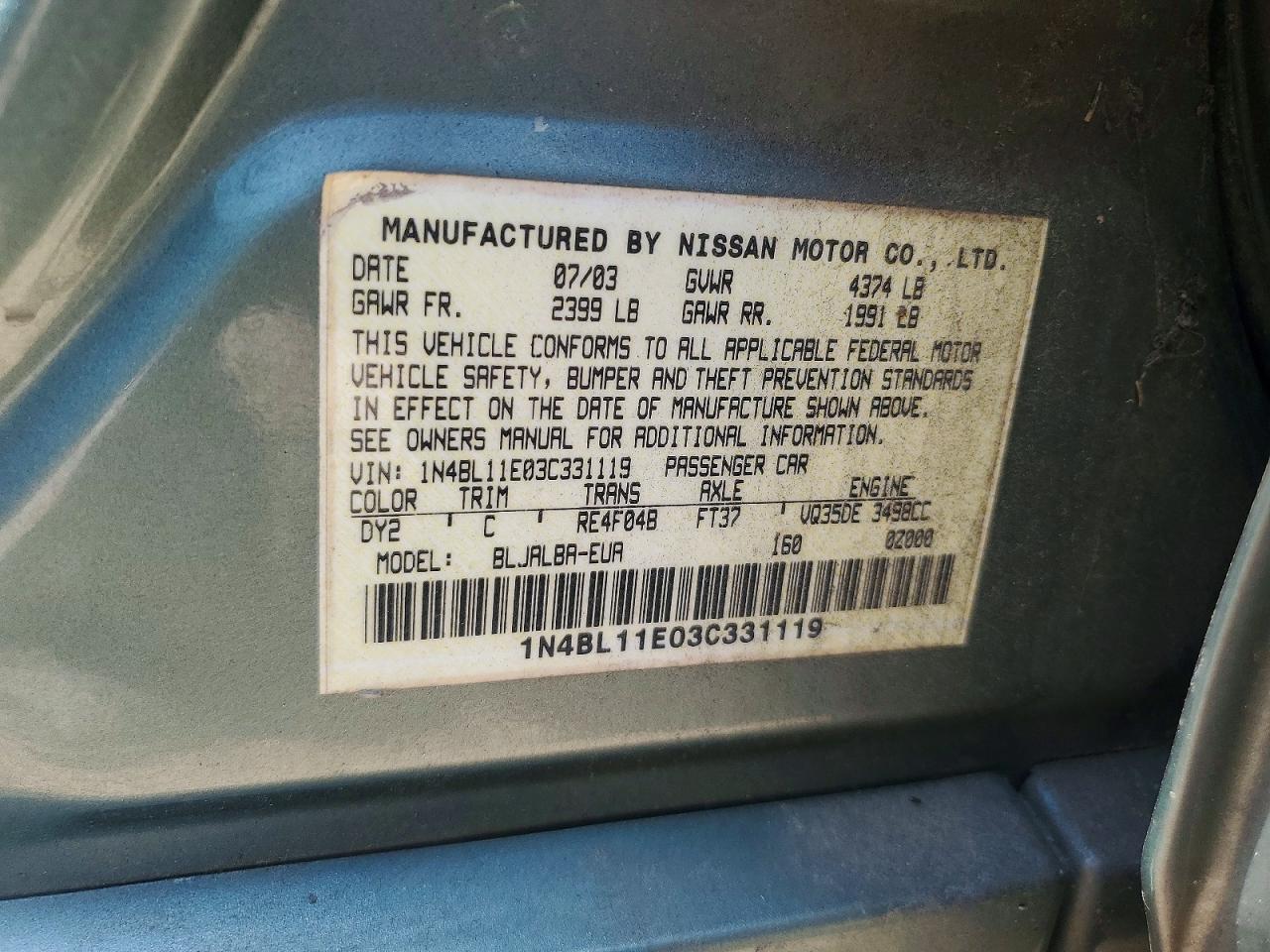 2003 NISSAN ALTIMA