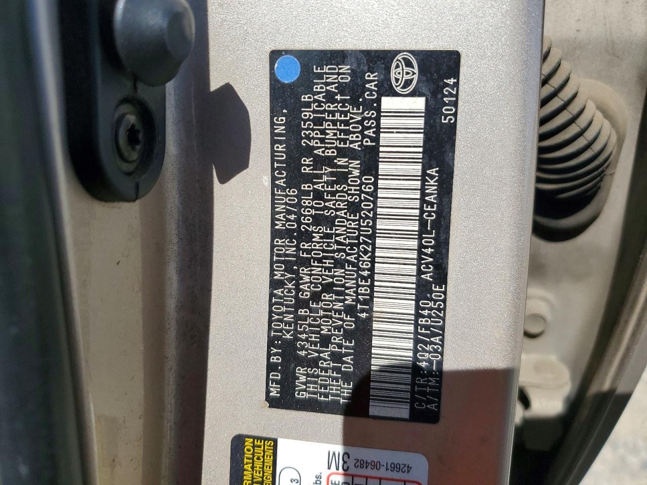 2007 TOYOTA CAMRY