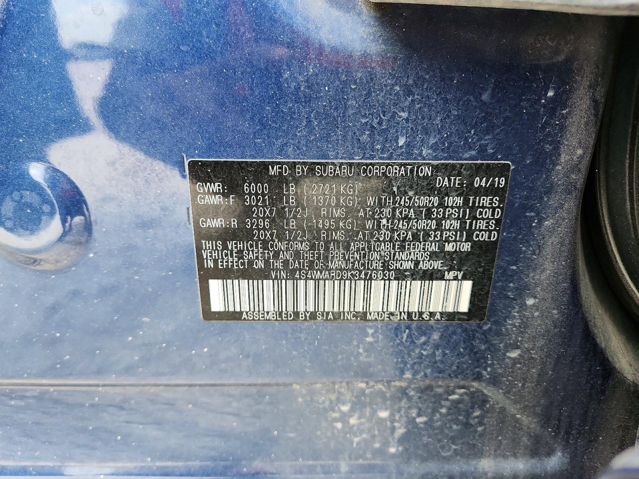 2019 SUBARU ASCENT
