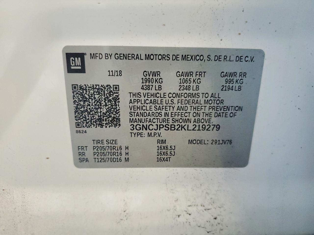2019 CHEVROLET TRAX