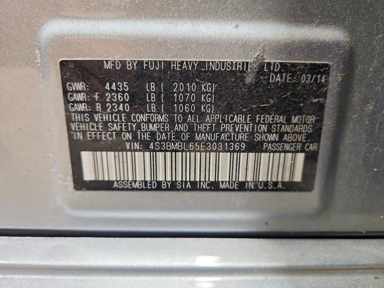 2014 SUBARU LEGACY