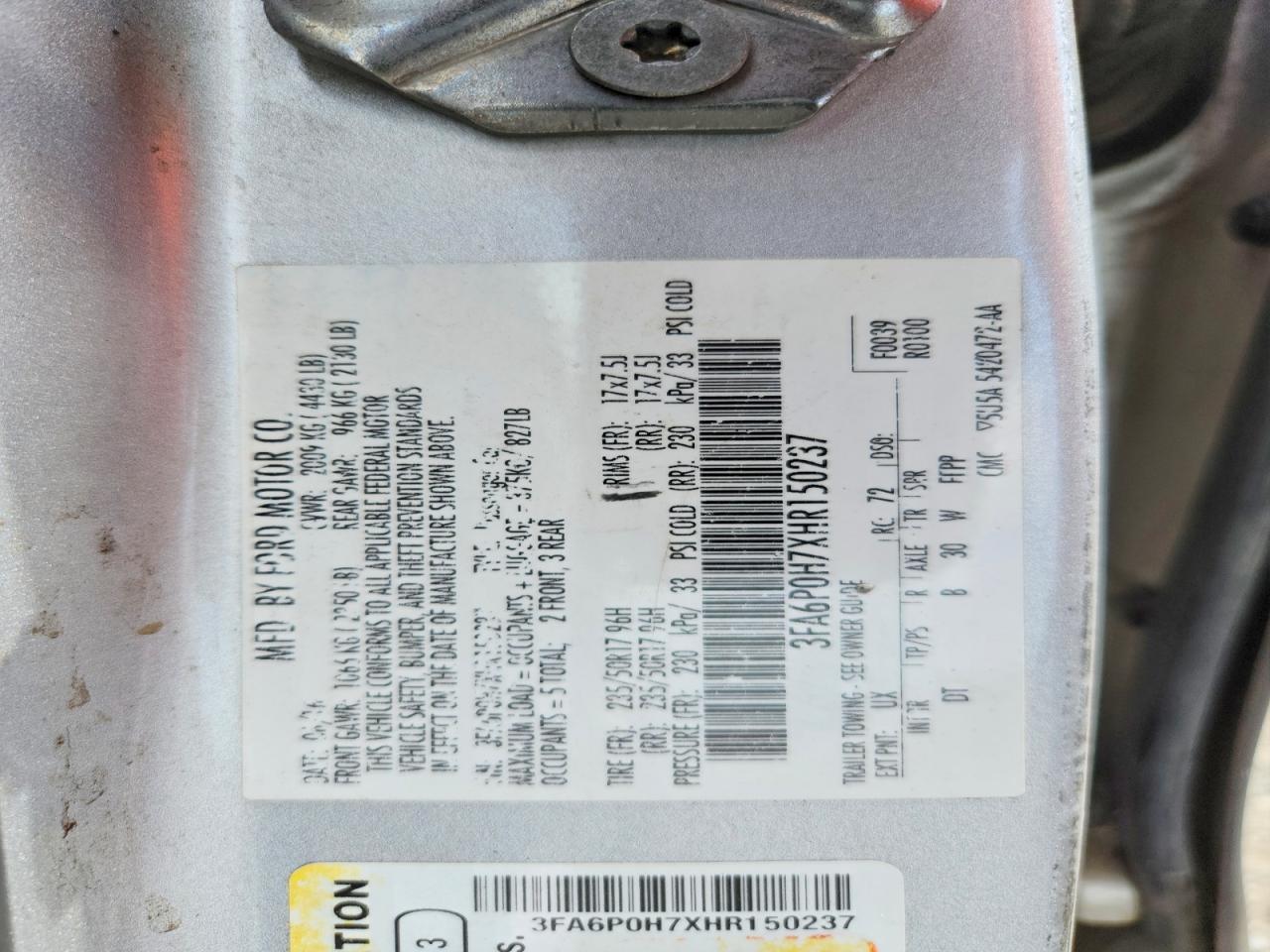 2017 FORD FUSION