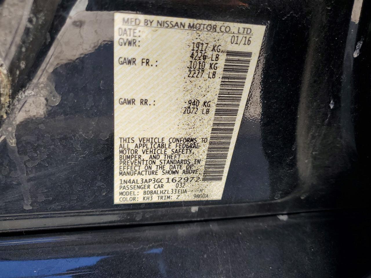 2016 NISSAN ALTIMA