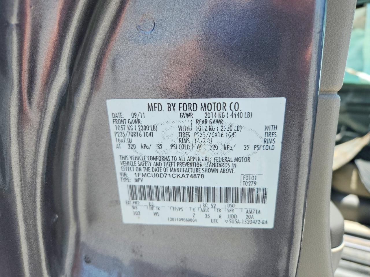 2012 FORD ESCAPE