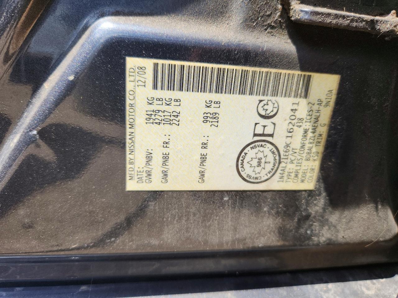 2009 NISSAN ALTIMA