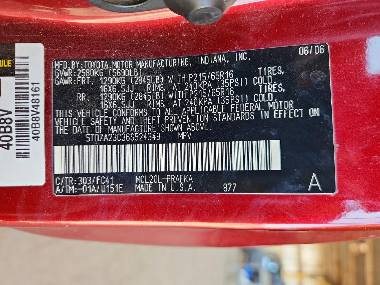 2006 TOYOTA SIENNA
