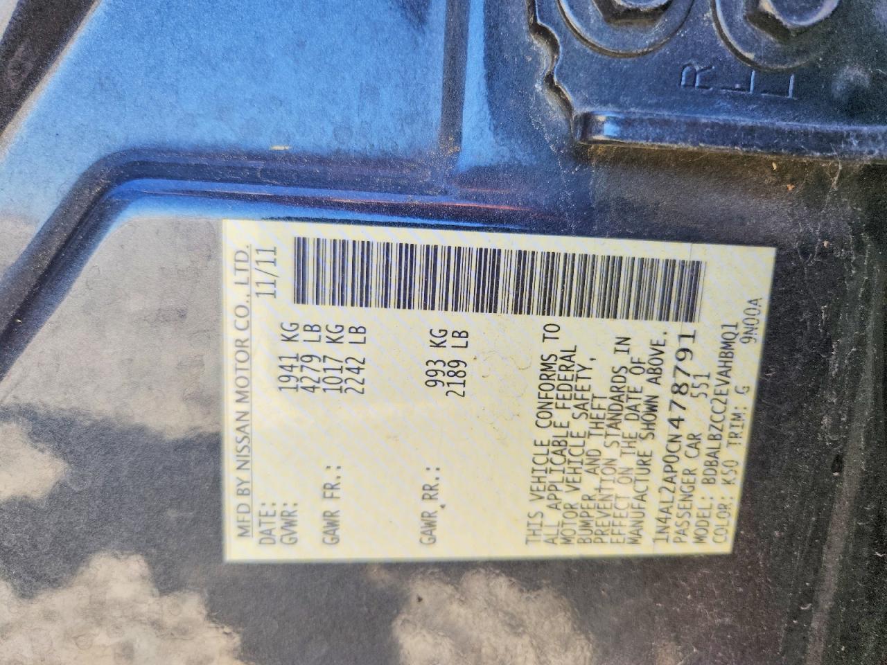 2012 NISSAN ALTIMA