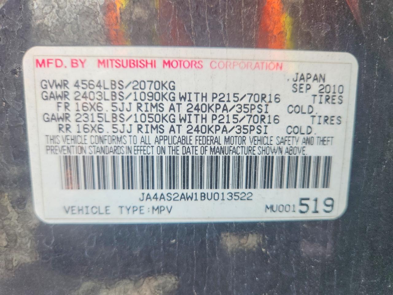 2011 MITSUBISHI OUTLANDER