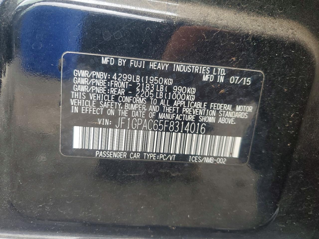 2015 SUBARU IMPREZA