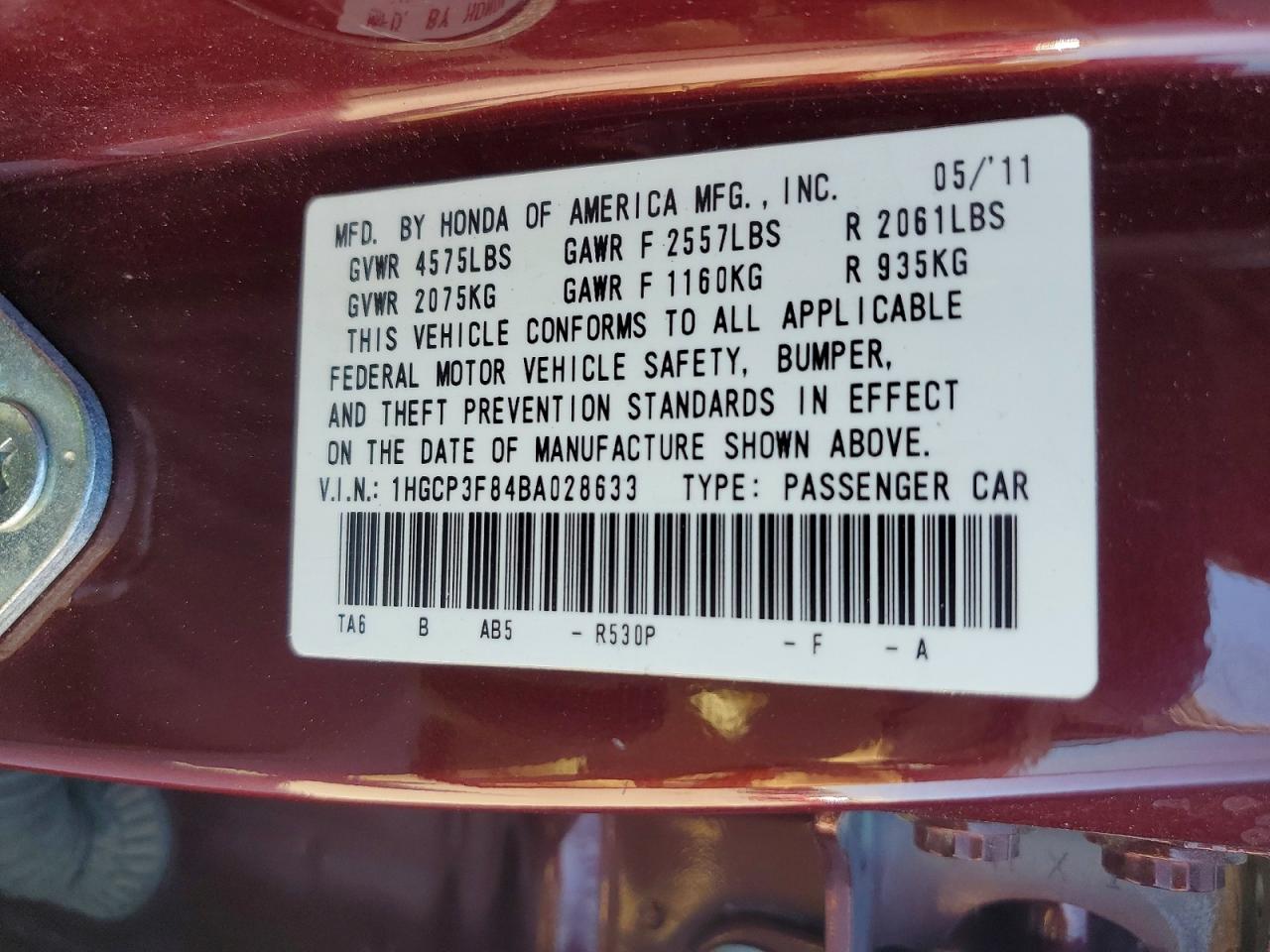 2011 HONDA ACCORD
