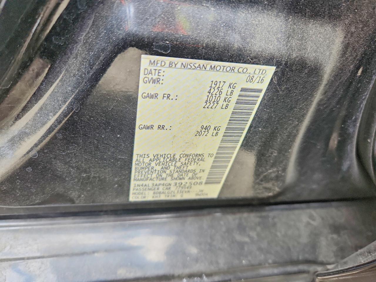 2016 NISSAN ALTIMA