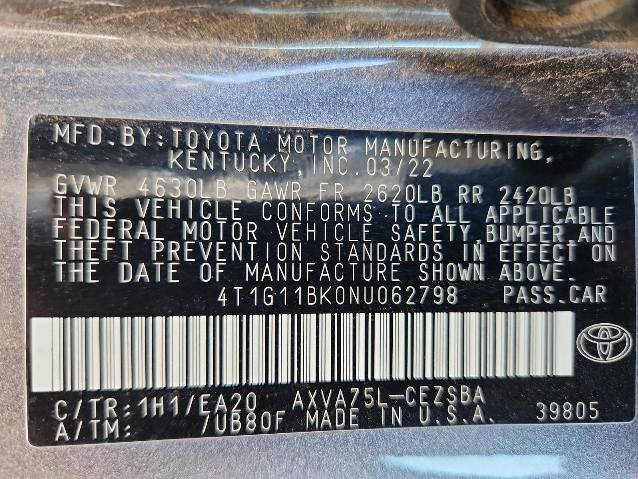 2022 TOYOTA CAMRY