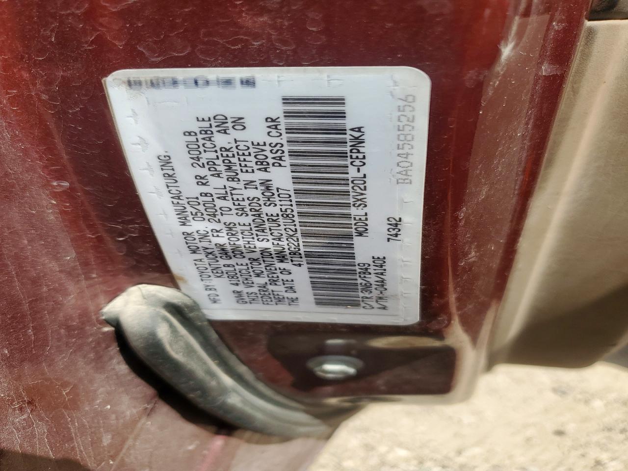 2001 TOYOTA CAMRY