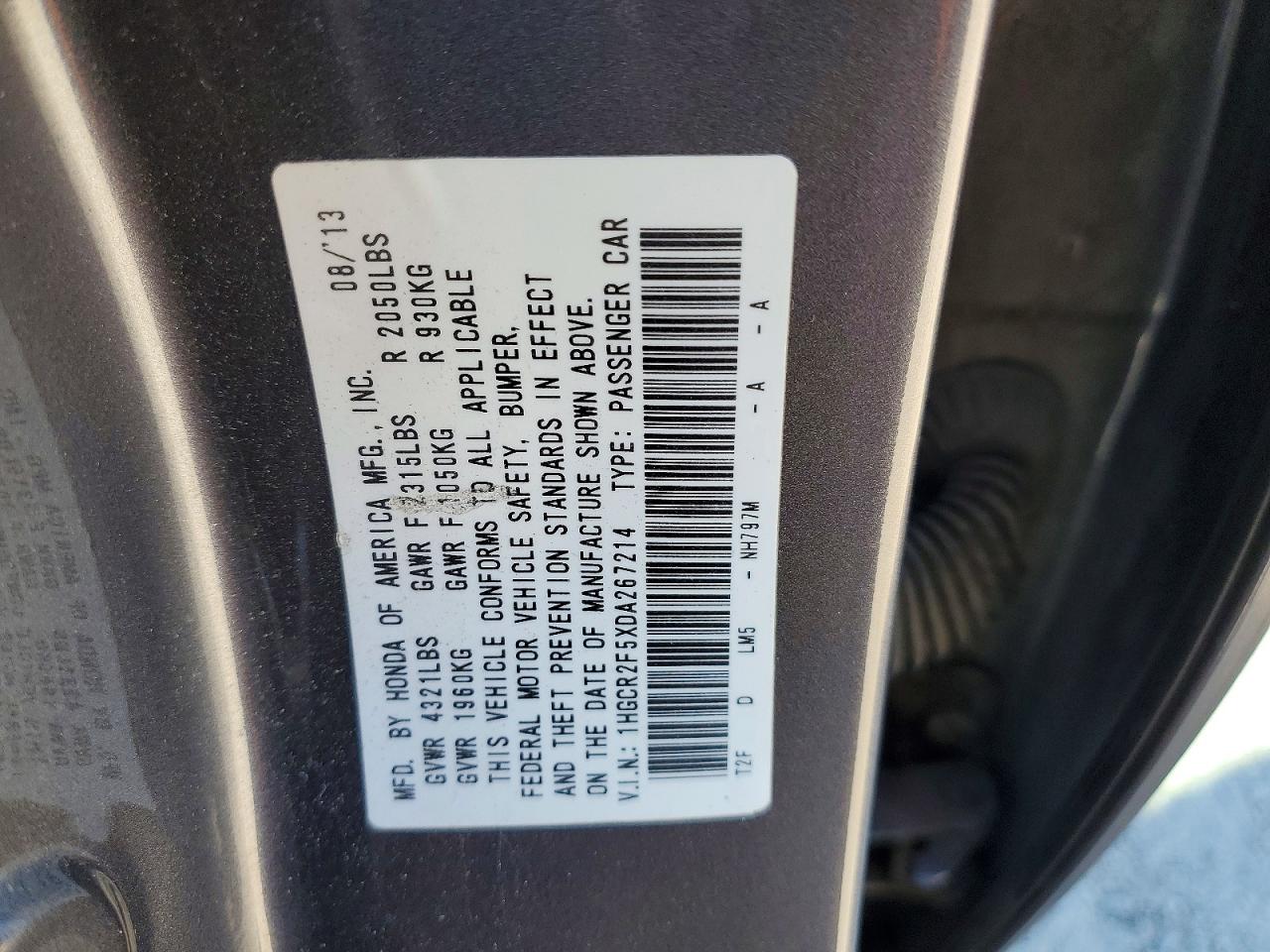 2013 HONDA ACCORD