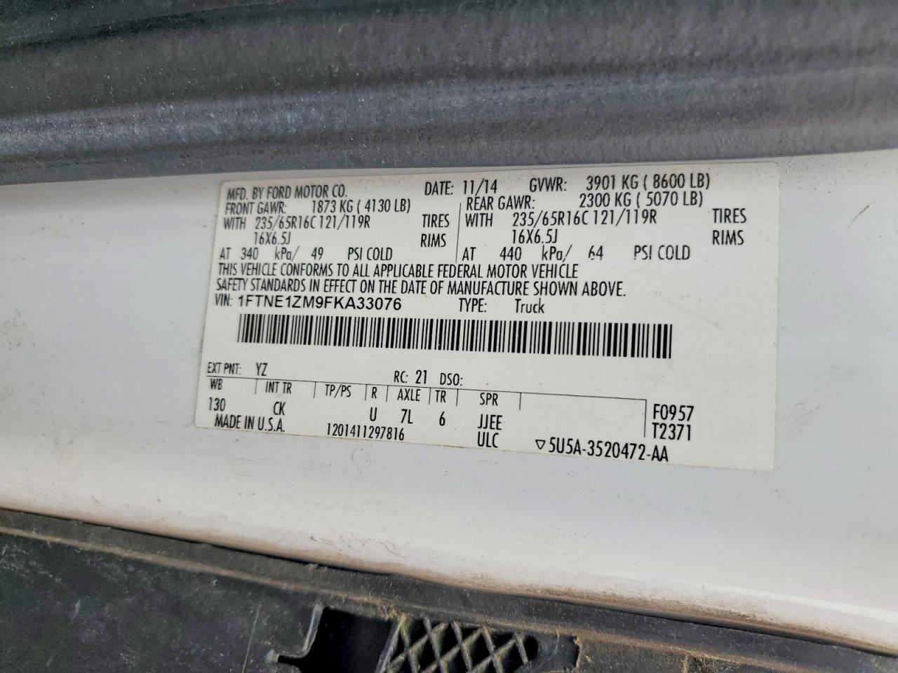 2015 FORD TRANSIT