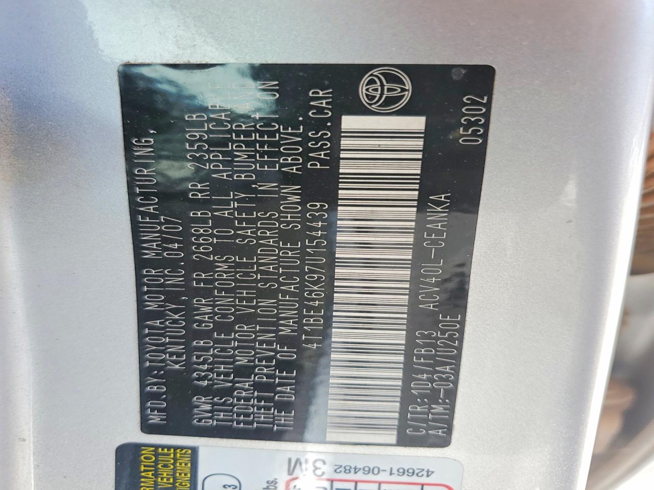 2007 TOYT CAMRY