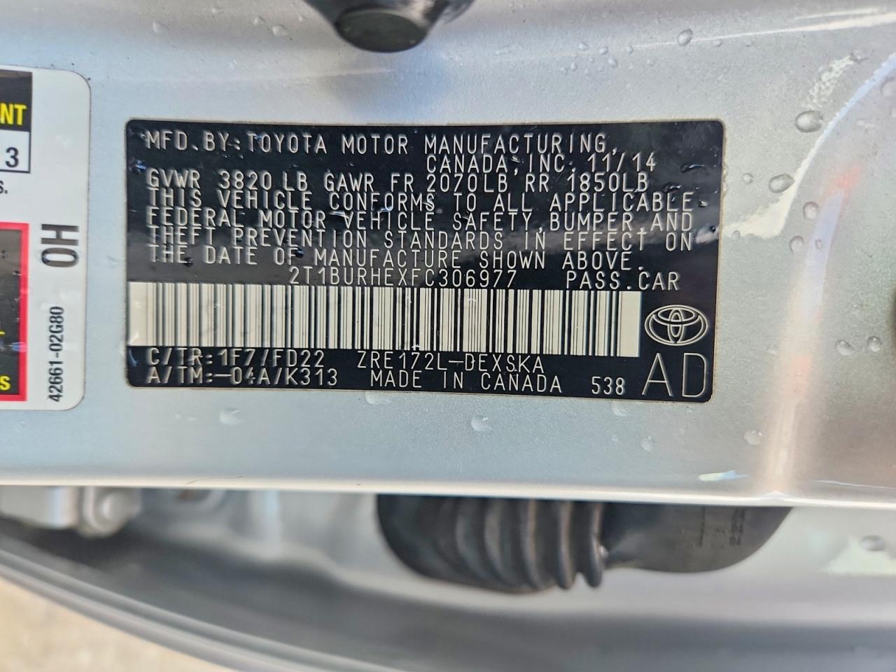 2015 TOYOTA COROLLA
