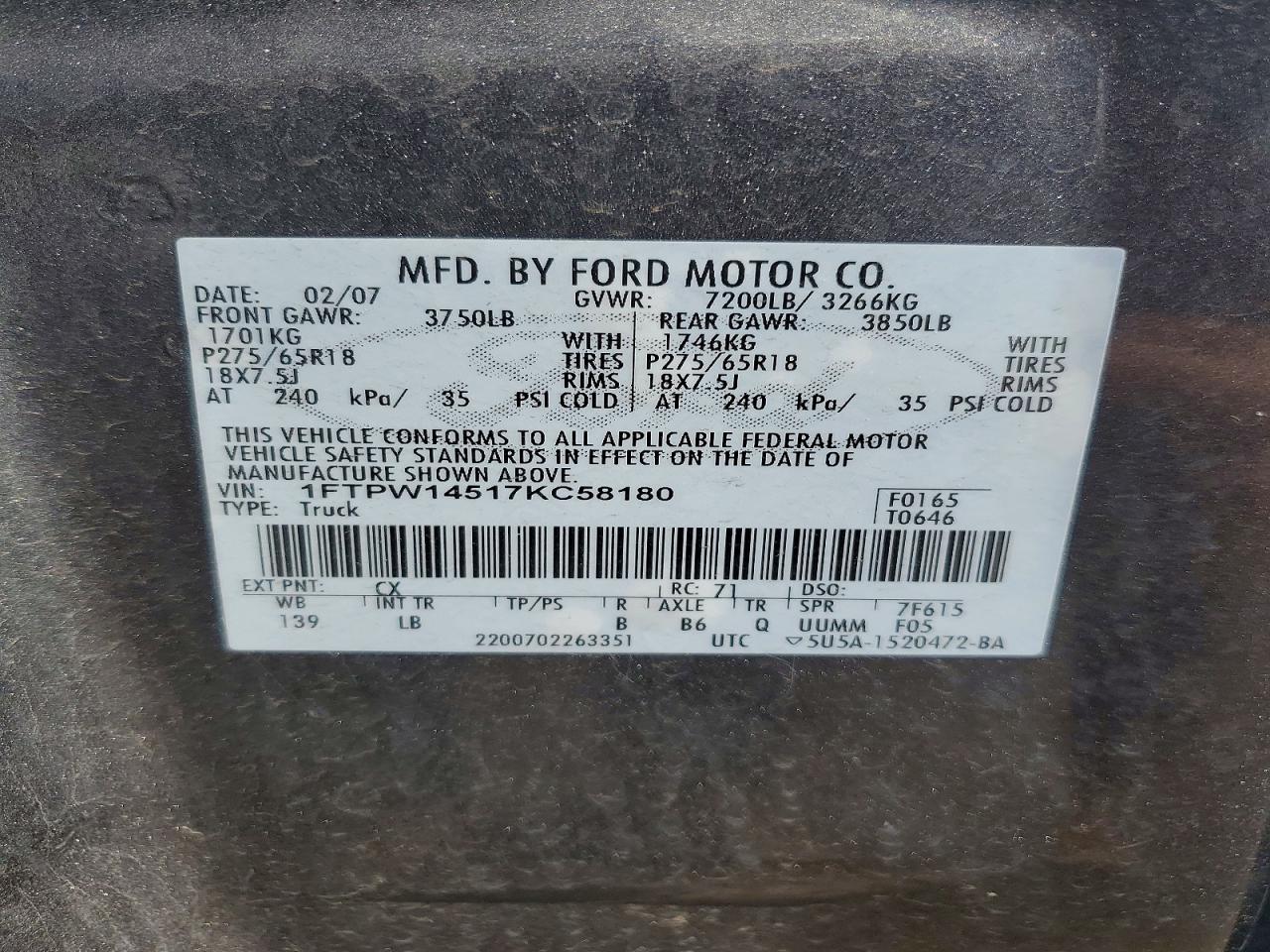2007 FORD F150