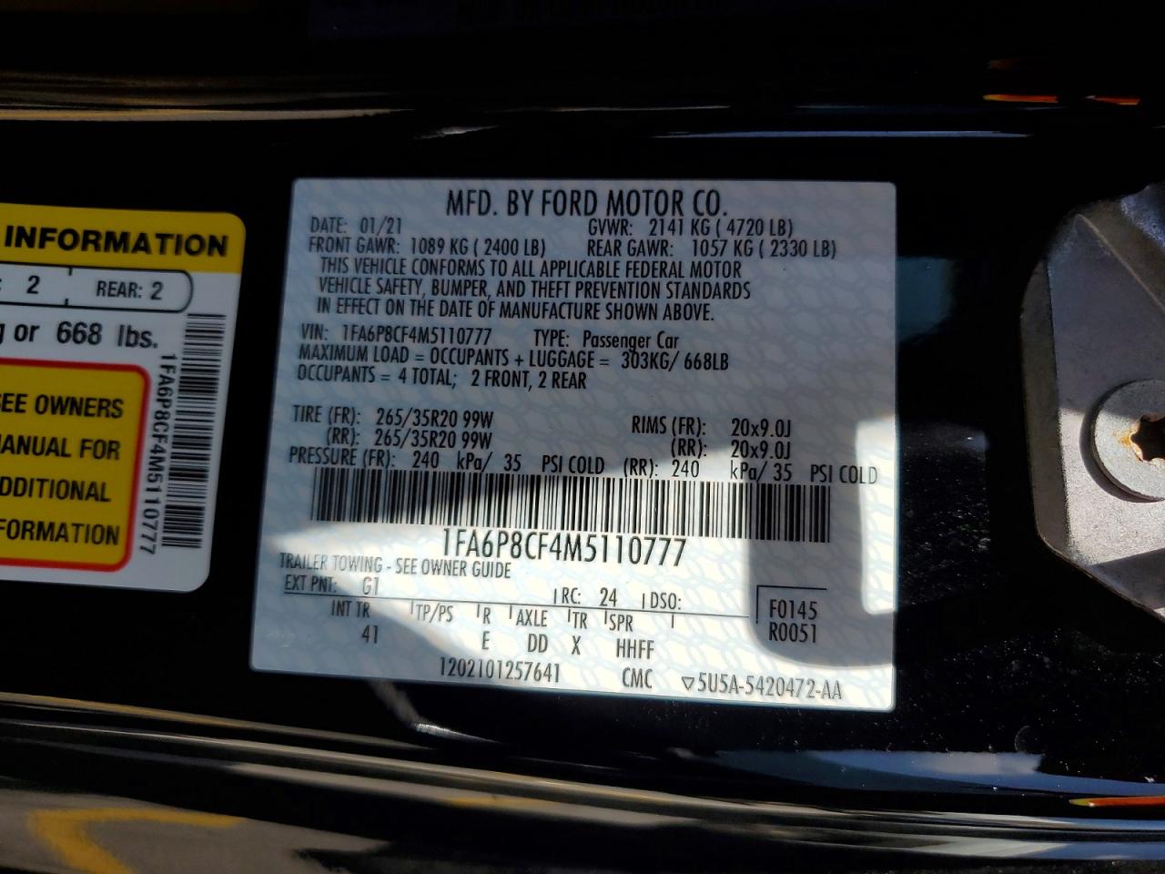 2021 FORD MUSTANG