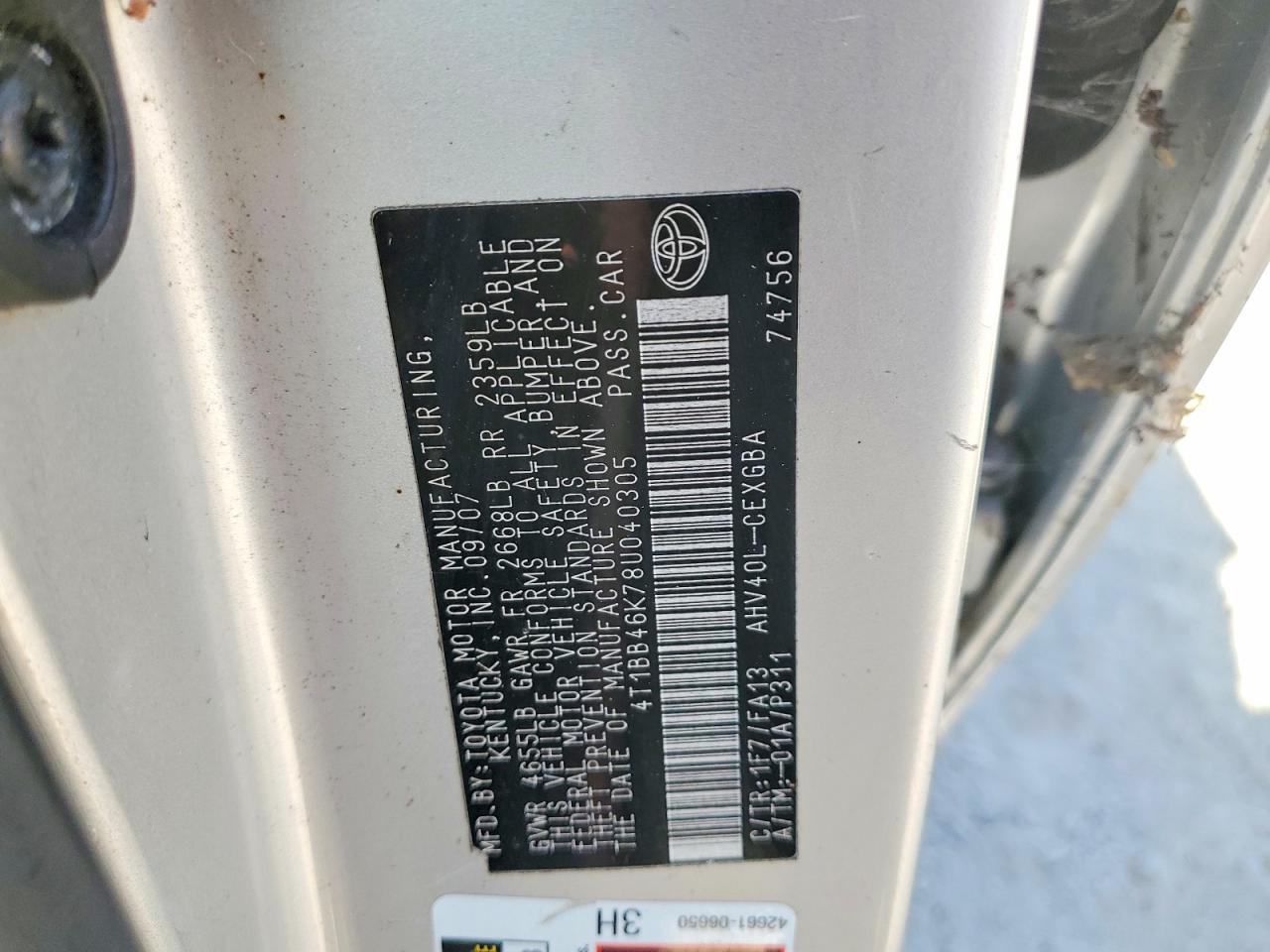 2008 TOYOTA CAMRY