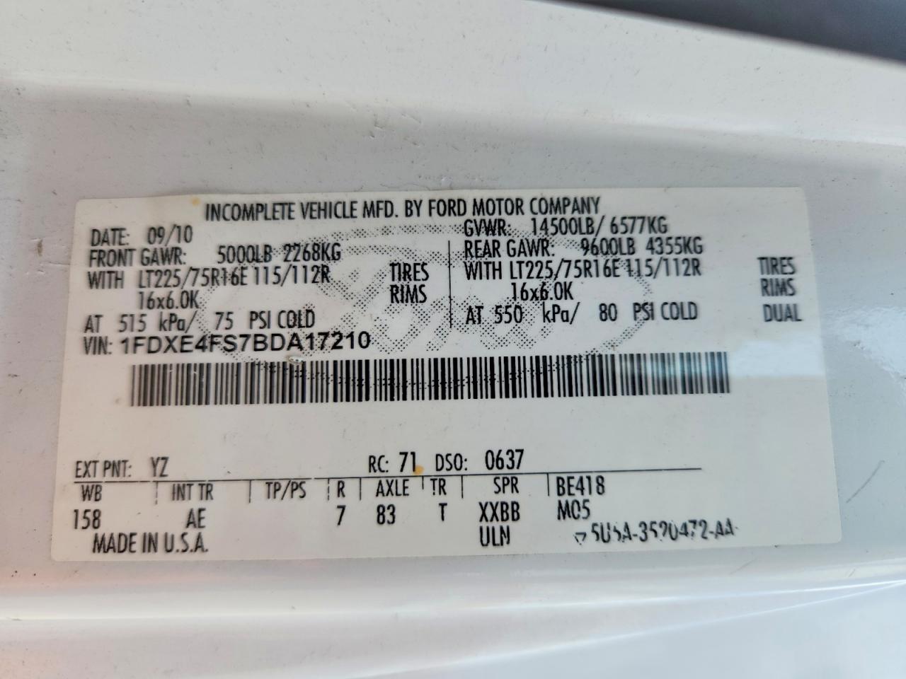 2011 FORD E 450