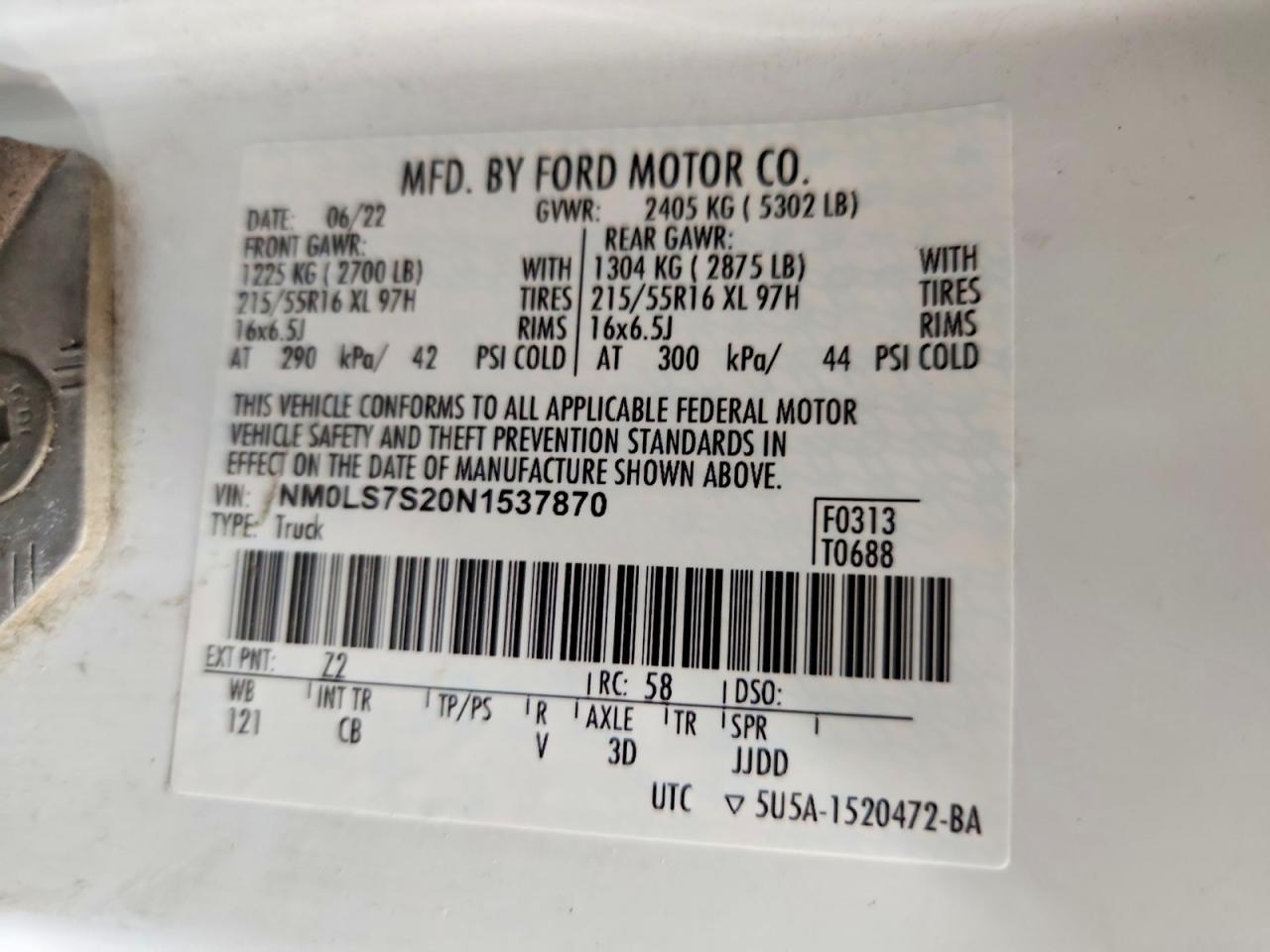 2022 FORD TRANSIT