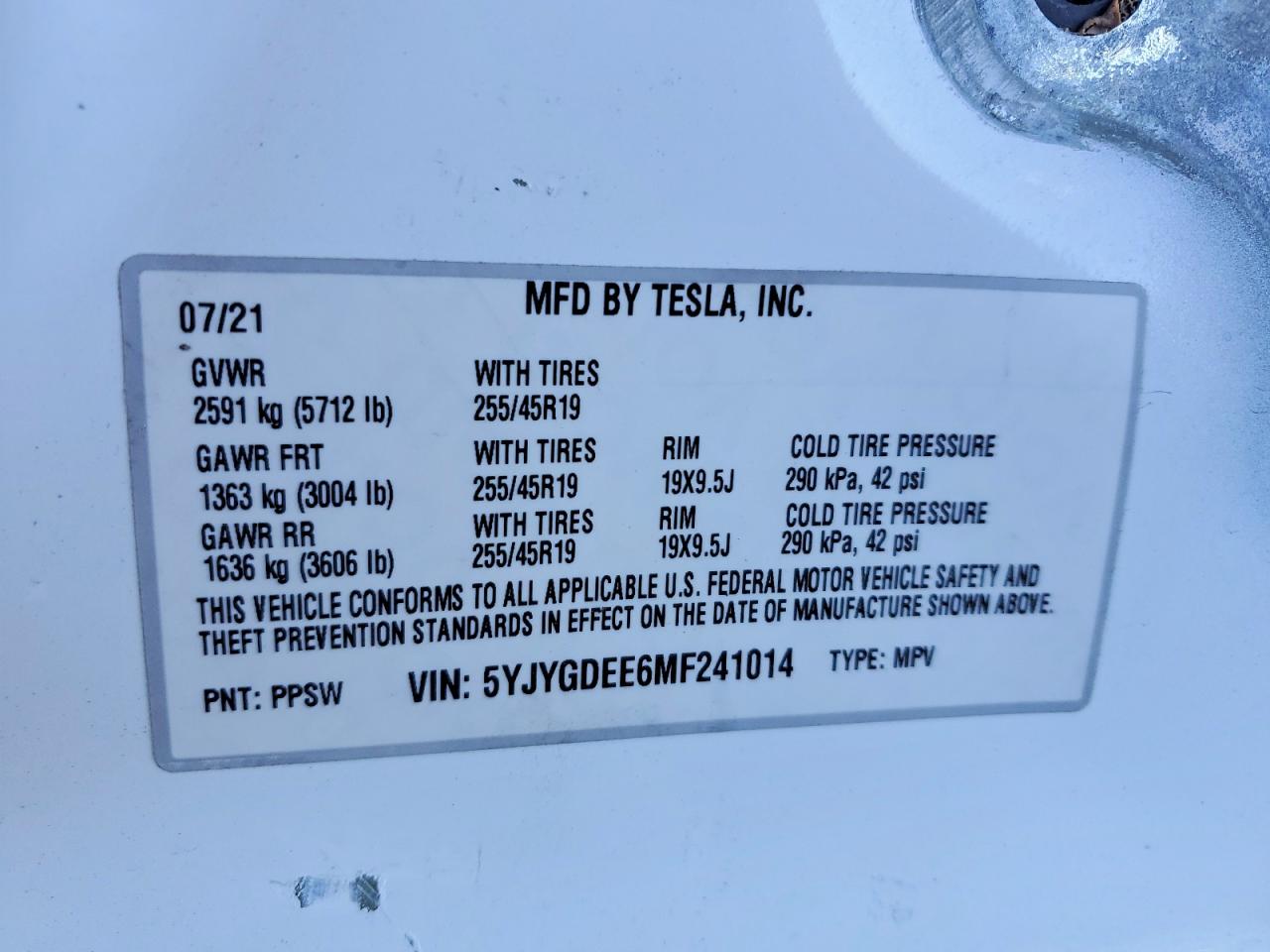 2021 TESLA MODEL Y