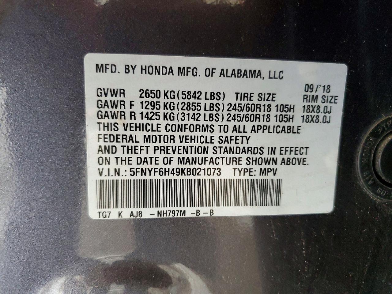 2019 HONDA PILOT