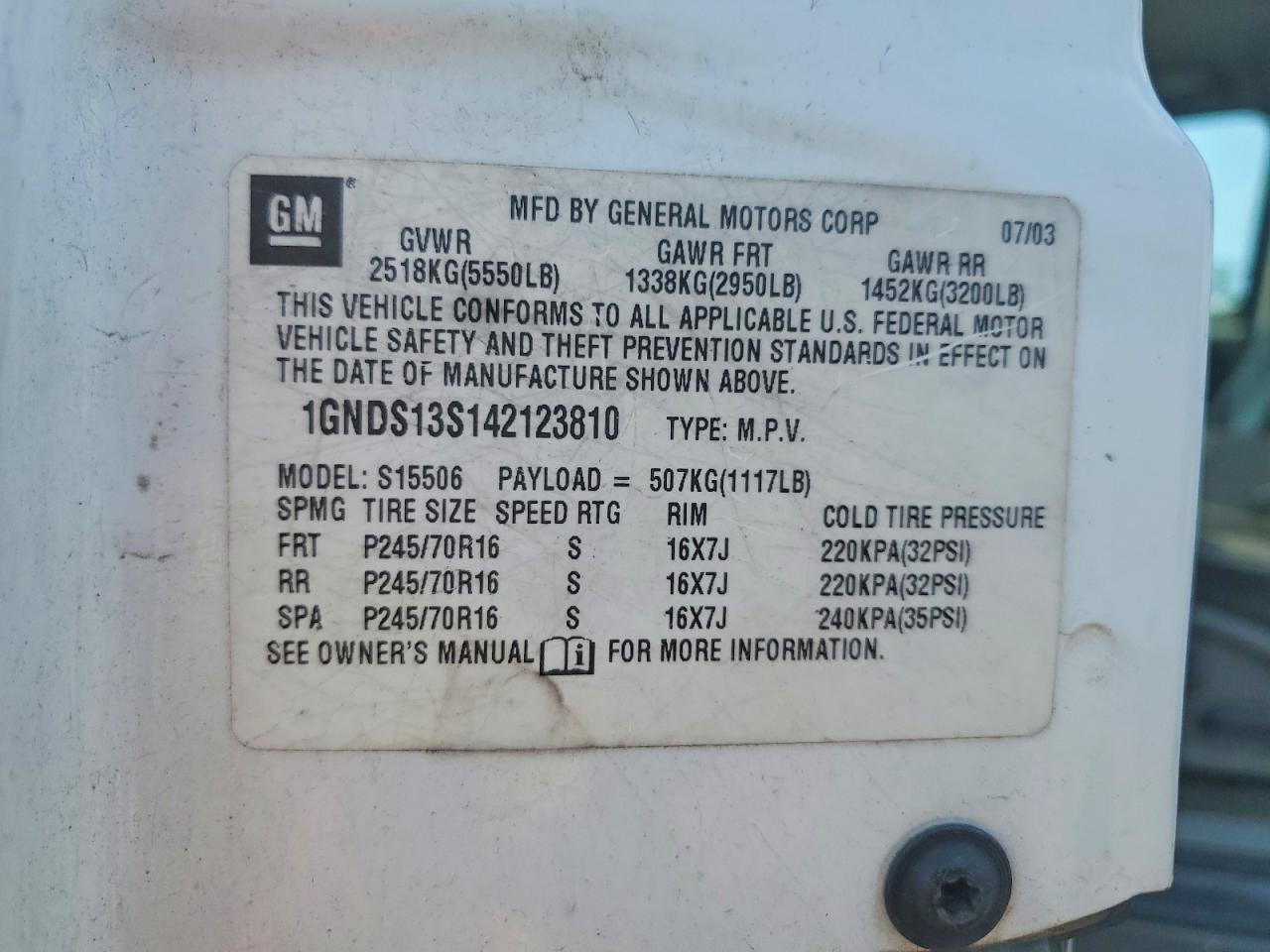 2004 CHEVROLET TRAILBLAZE