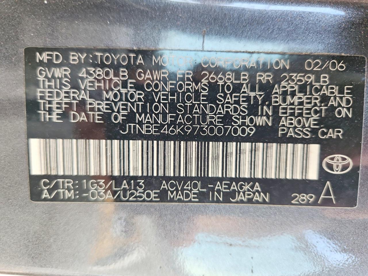 2007 TOYOTA CAMRY