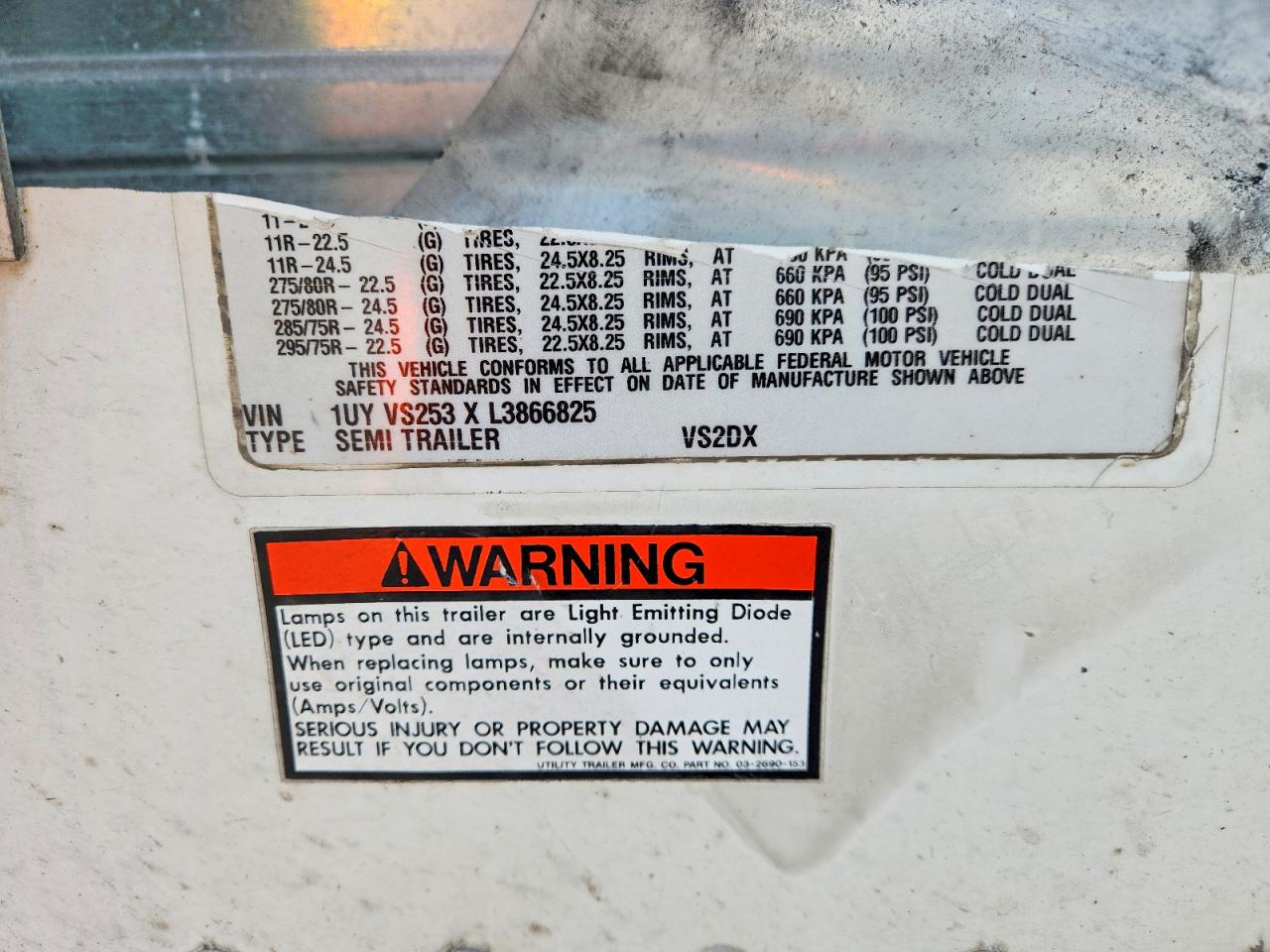 2020 UTILITY TRAILER MFG NO MODEL F