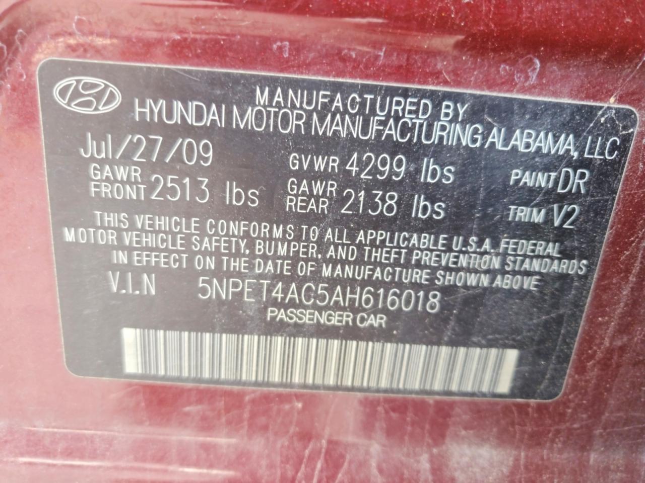 2010 HYUNDAI SONATA