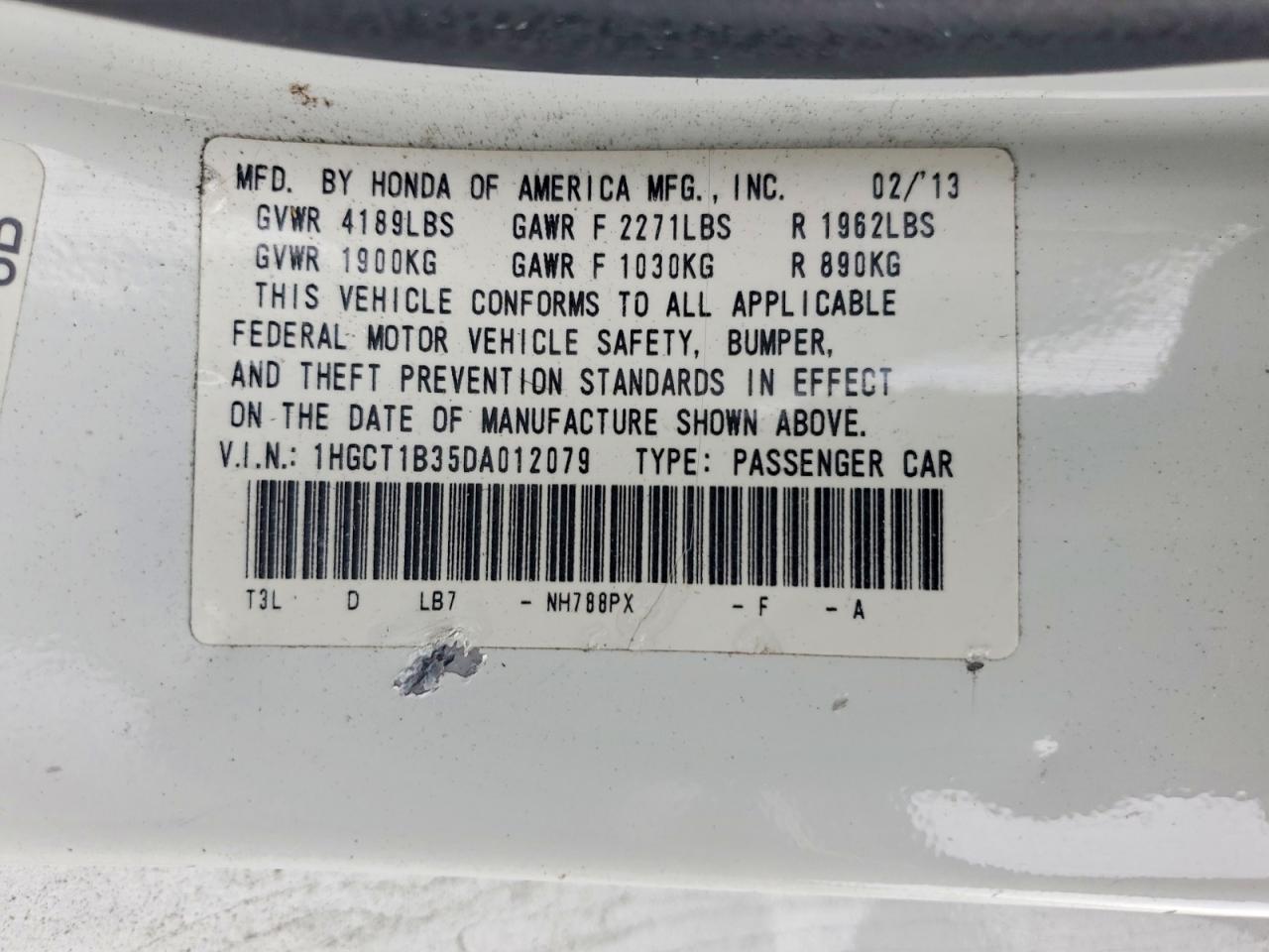 2013 HONDA ACCORD