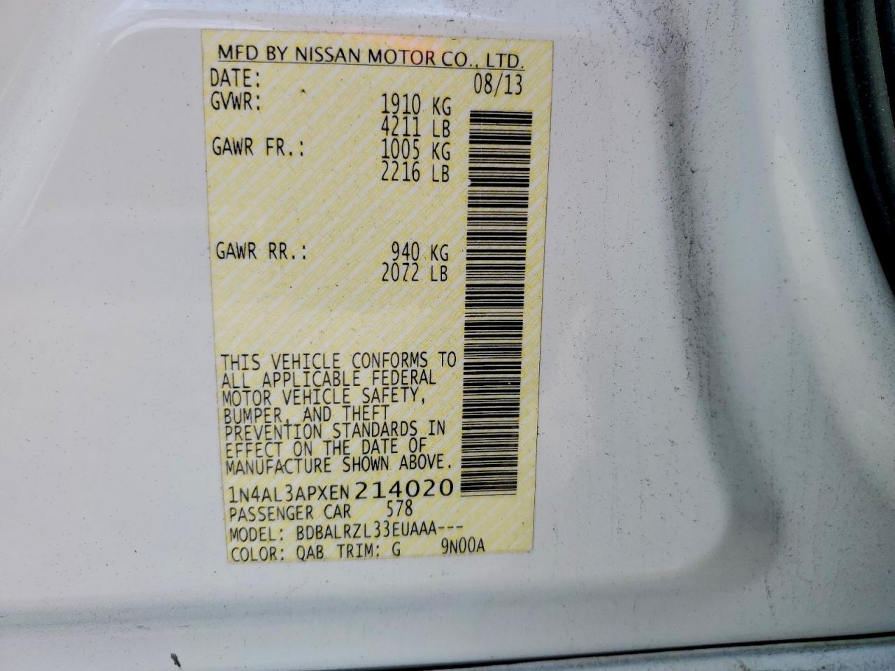 2014 NISSAN ALTIMA