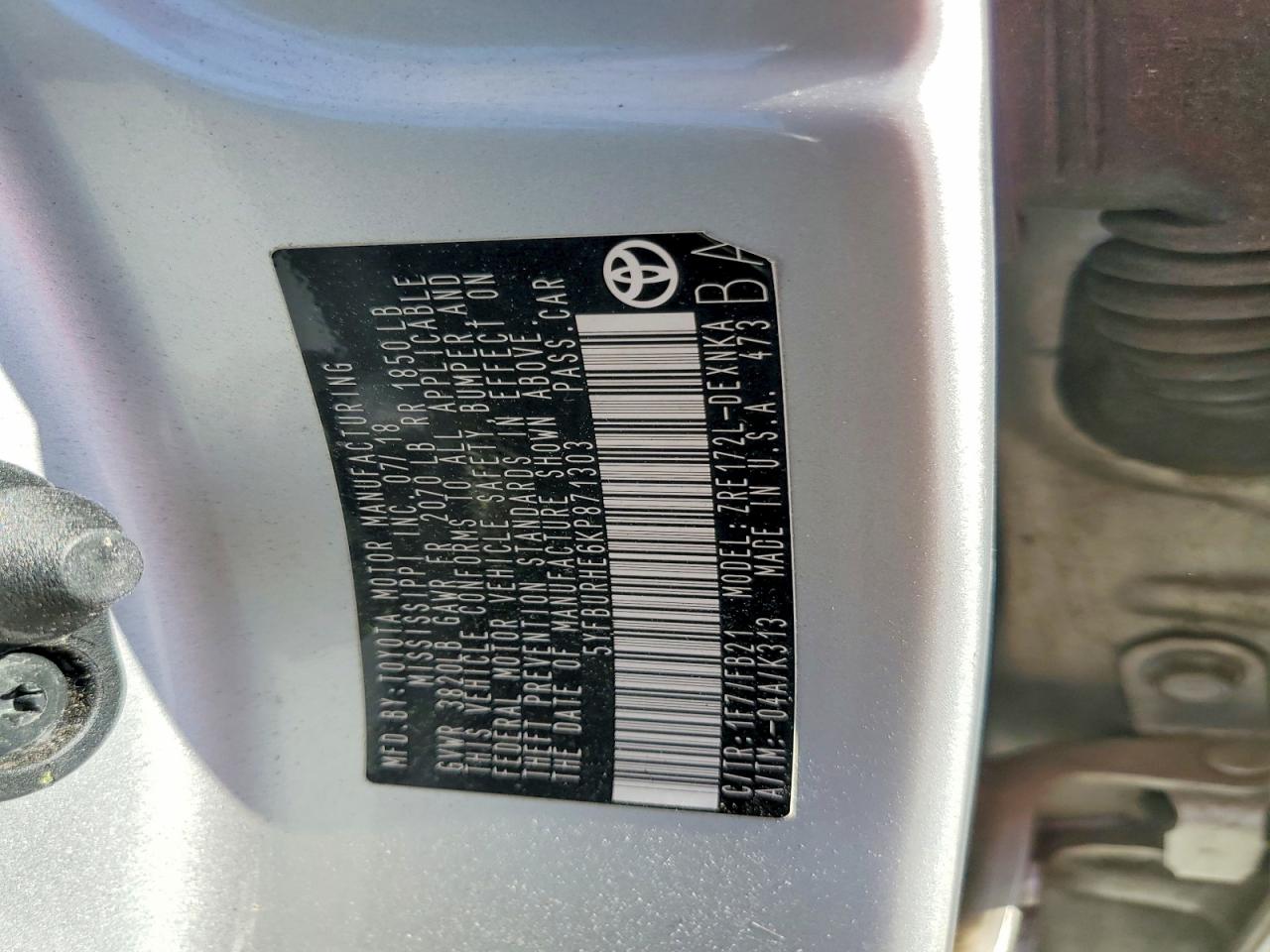 2019 TOYOTA COROLLA