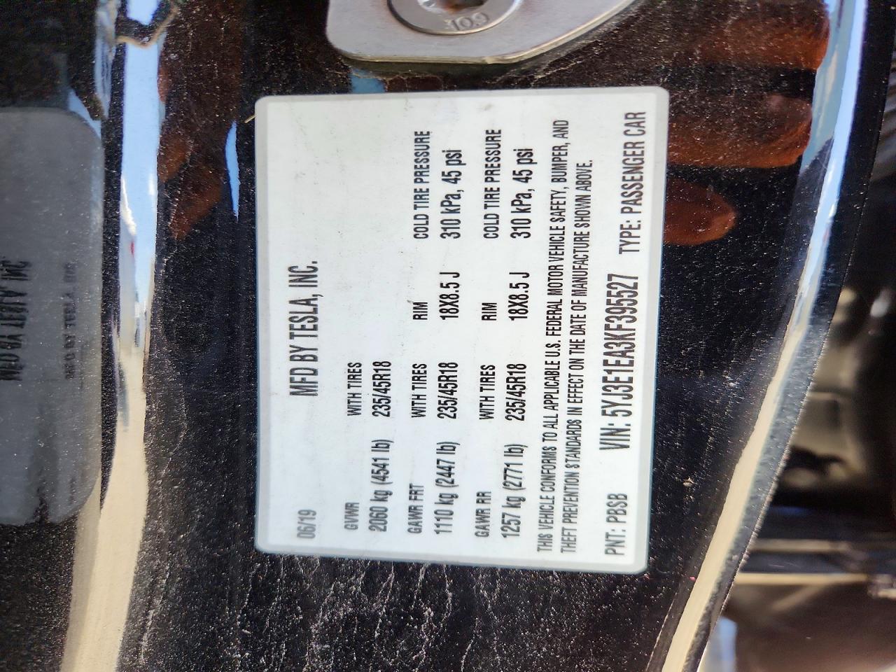 2019 TESLA MODEL 3