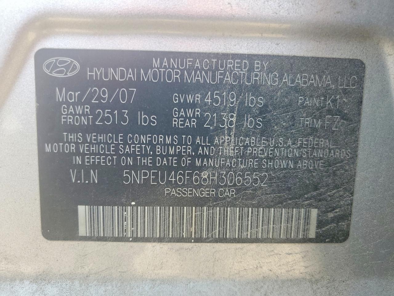 2008 HYUNDAI SONATA