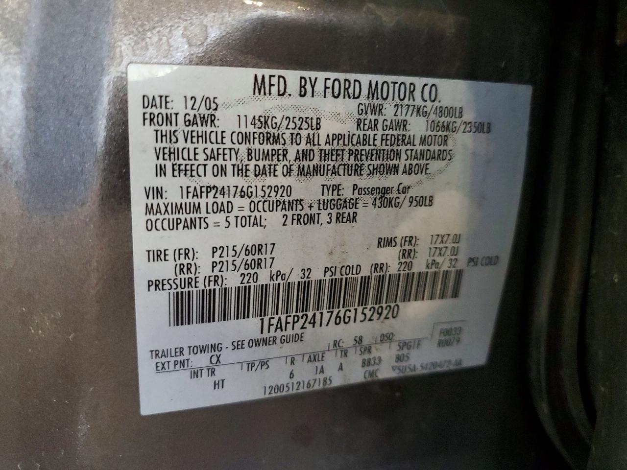 2006 FORD FIVE HUNDR