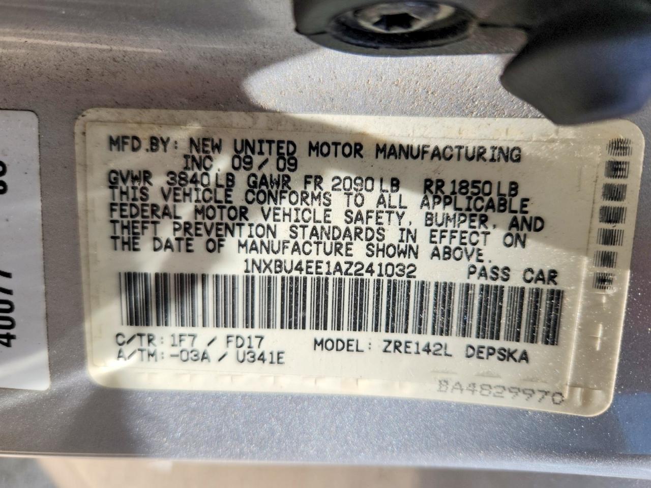 2010 TOYOTA COROLLA