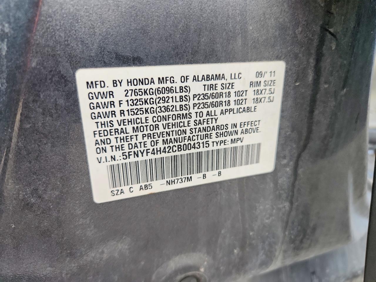2012 HONDA PILOT