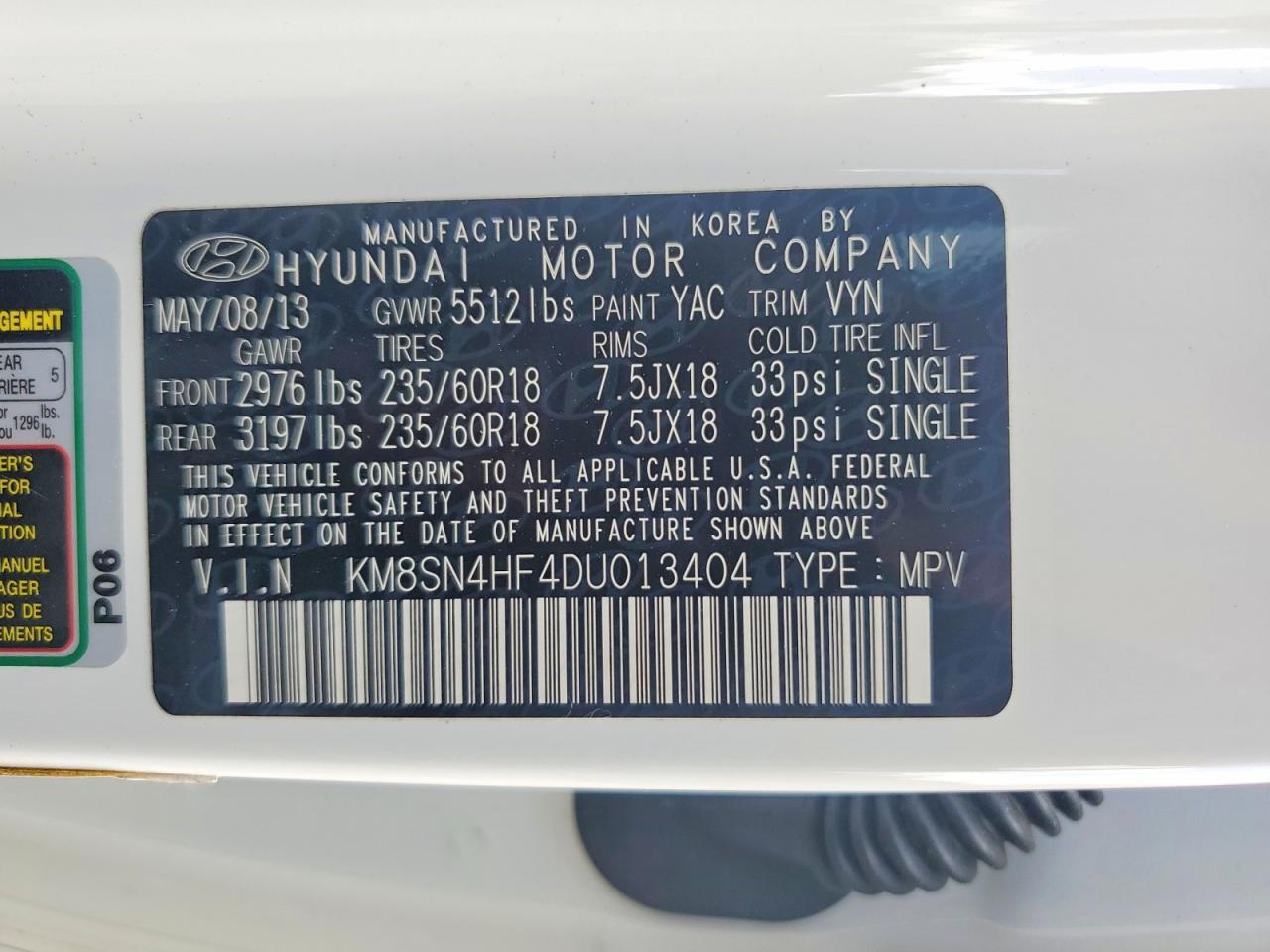 2013 HYUNDAI SANTA FE