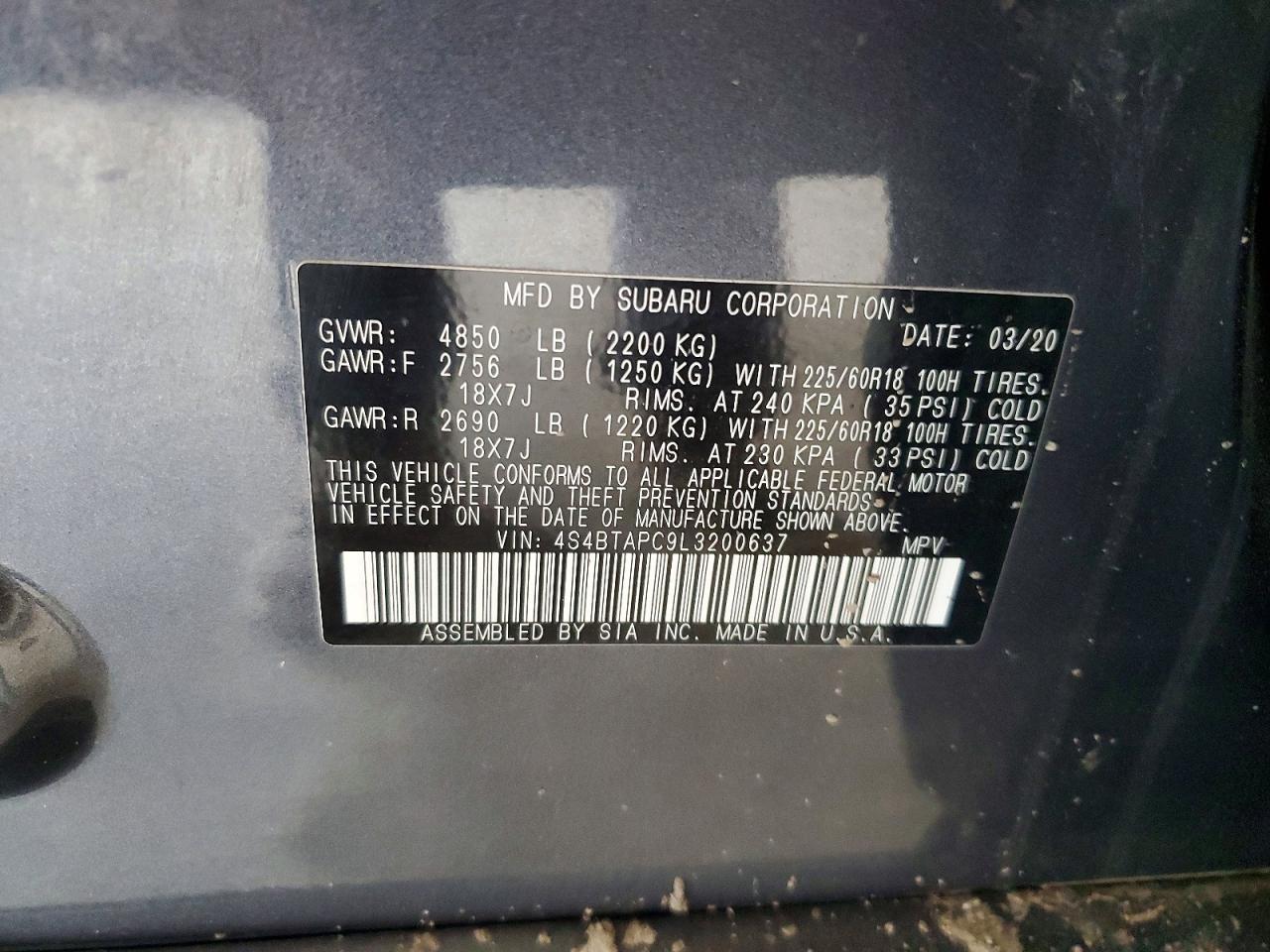 2020 SUBARU OUTBACK