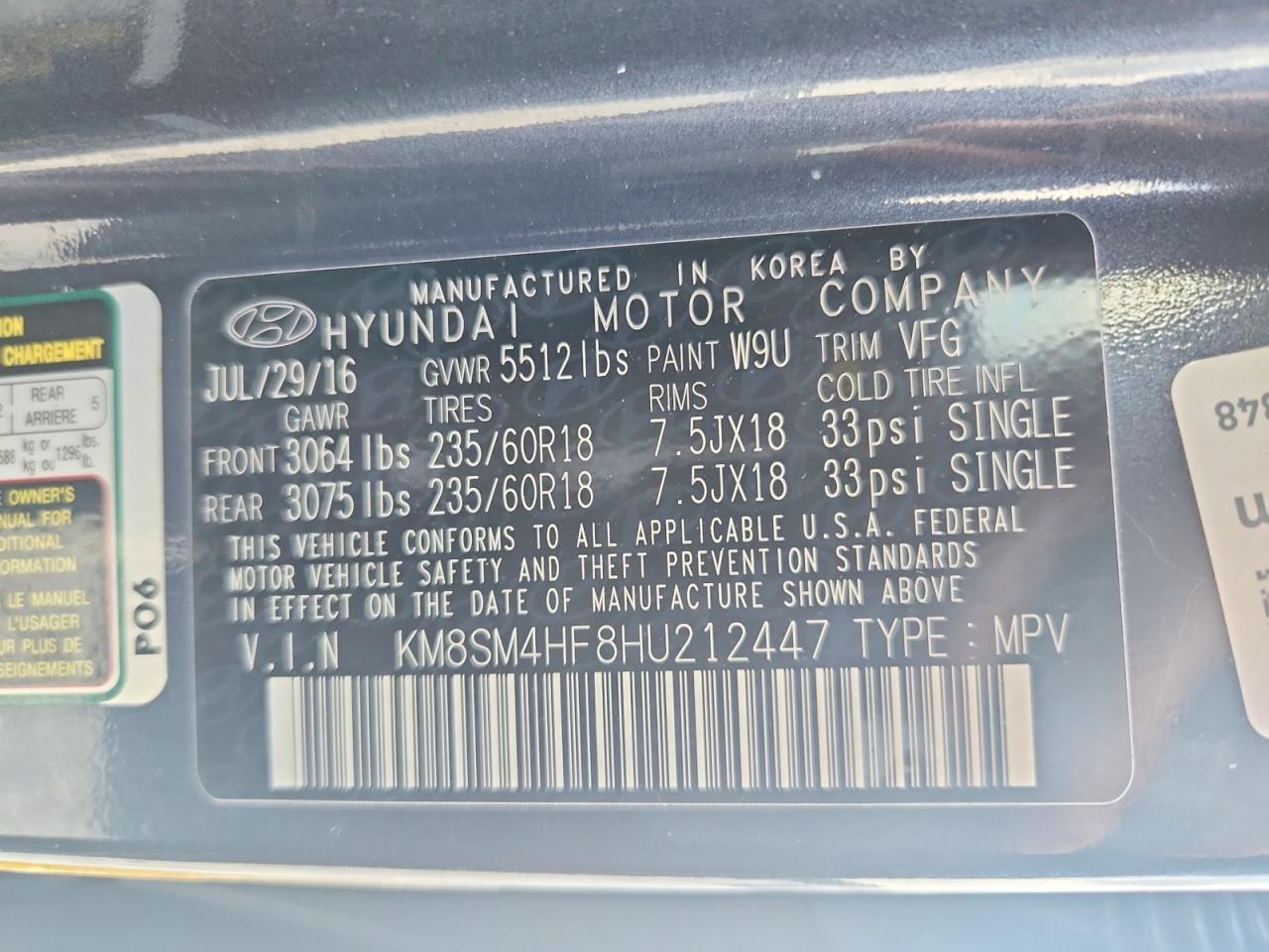 2017 HYUNDAI SANTA FE