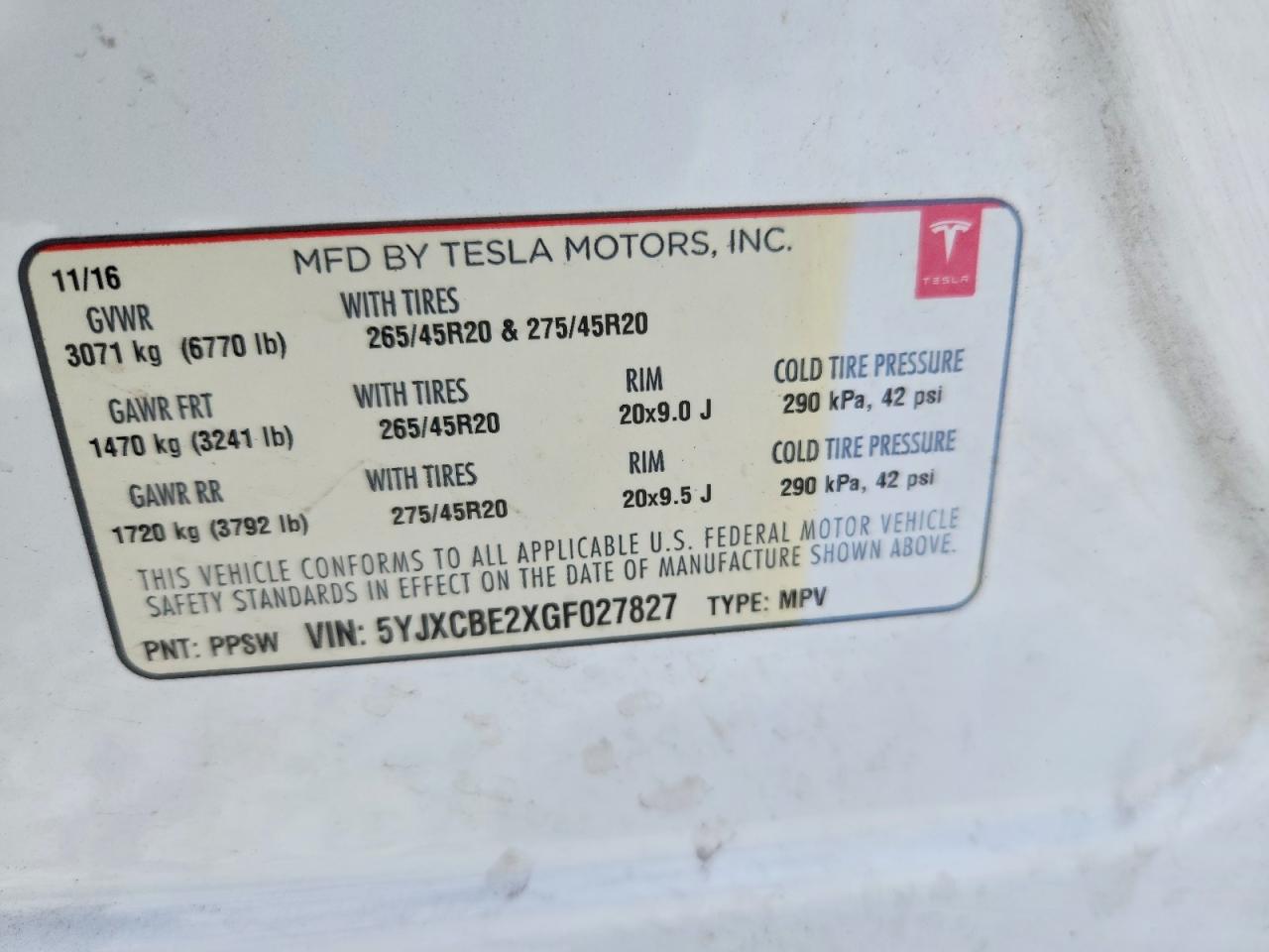 2016 TESLA MODEL X