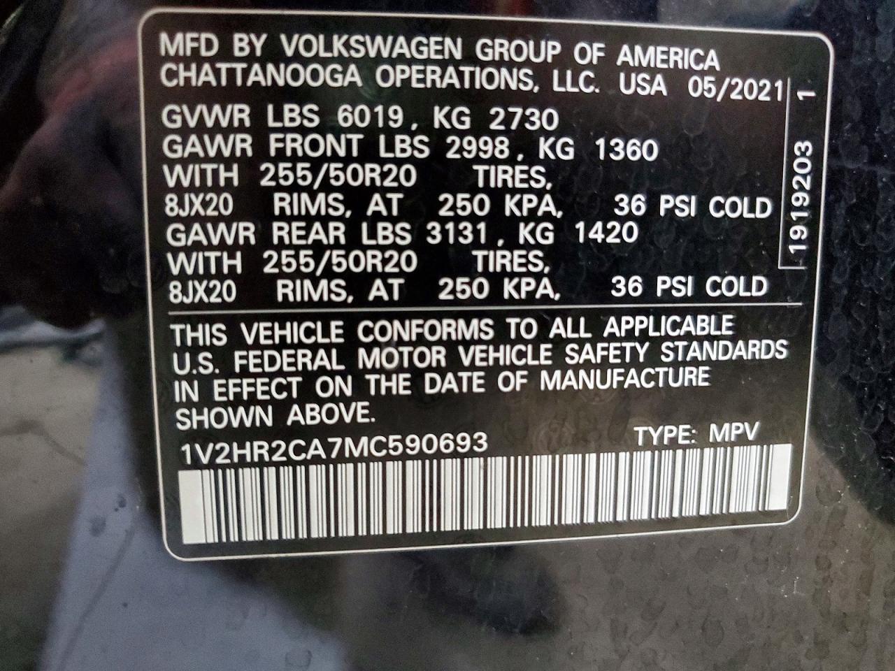 2021 VOLKSWAGEN ATLAS