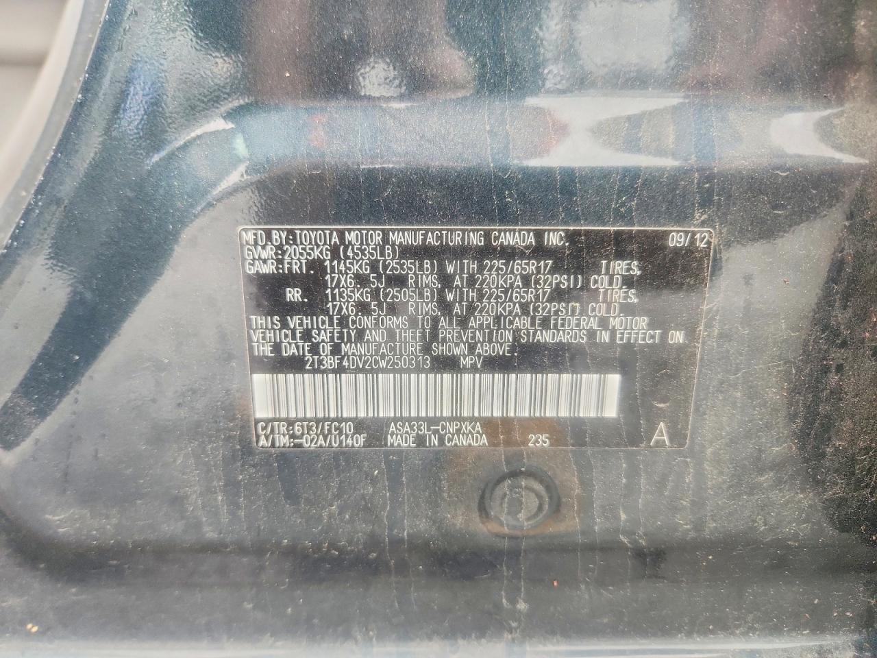 2012 TOYOTA RAV4 BASE