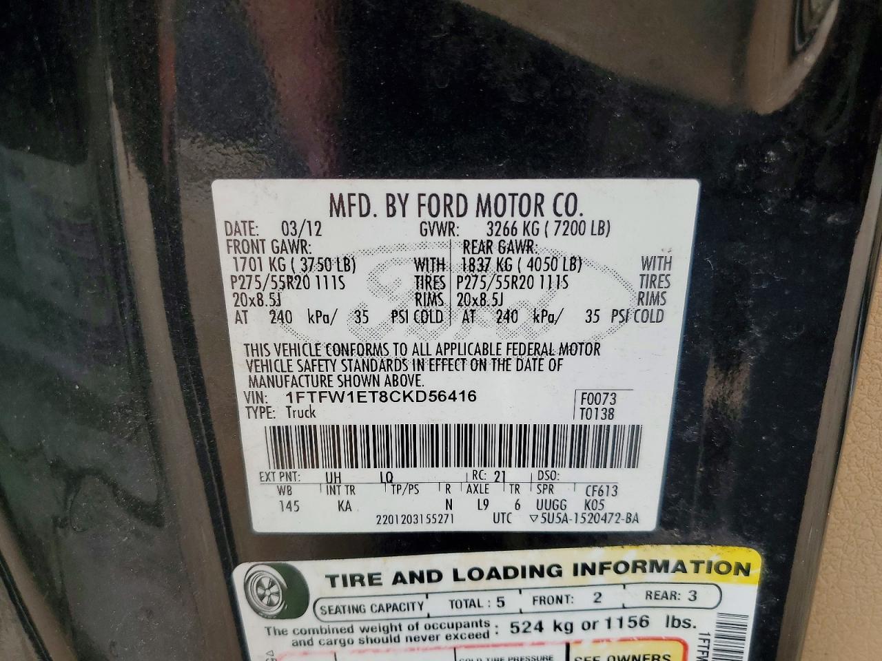 2012 FORD F150