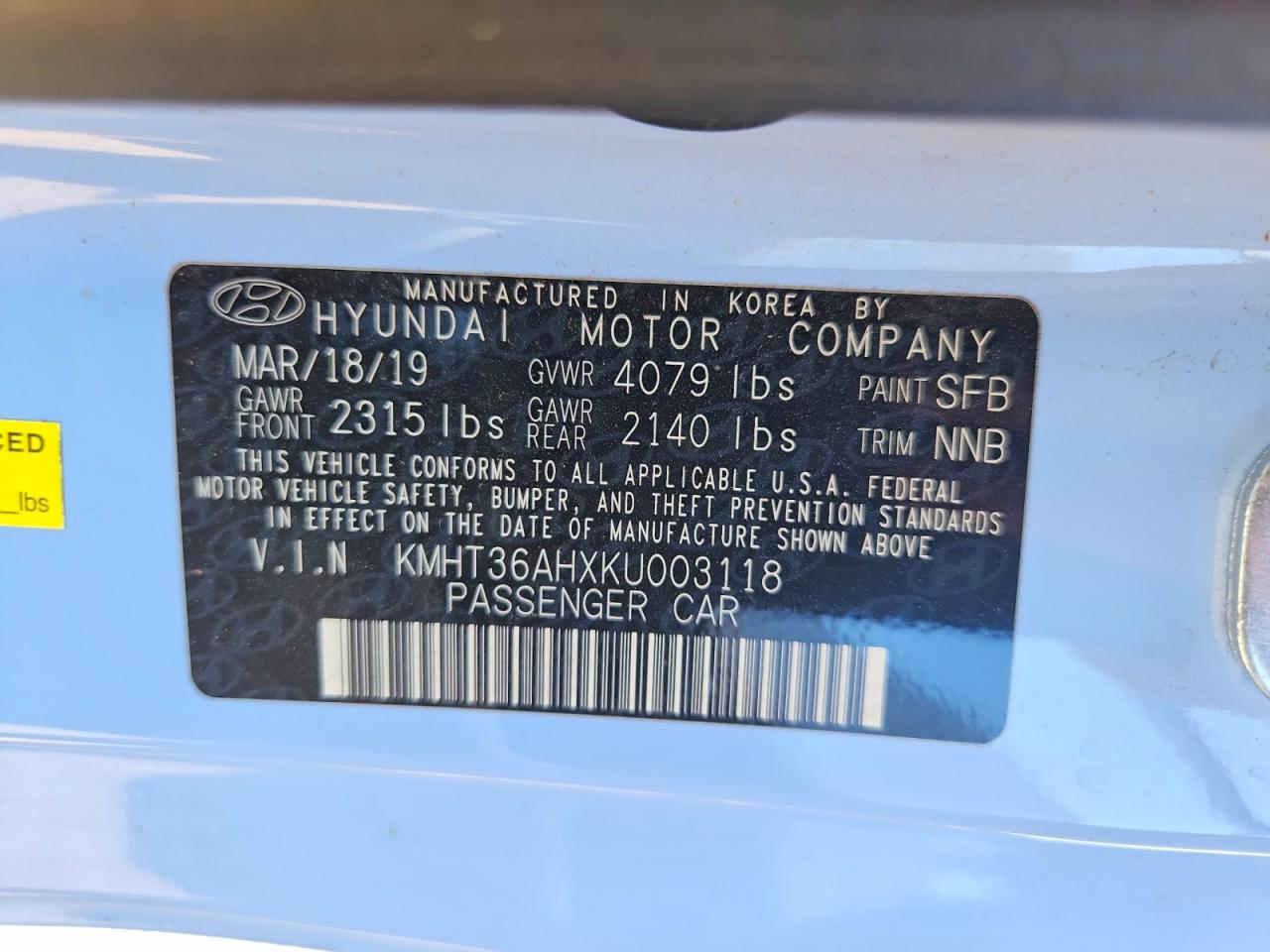 2019 HYUNDAI VELOSTER