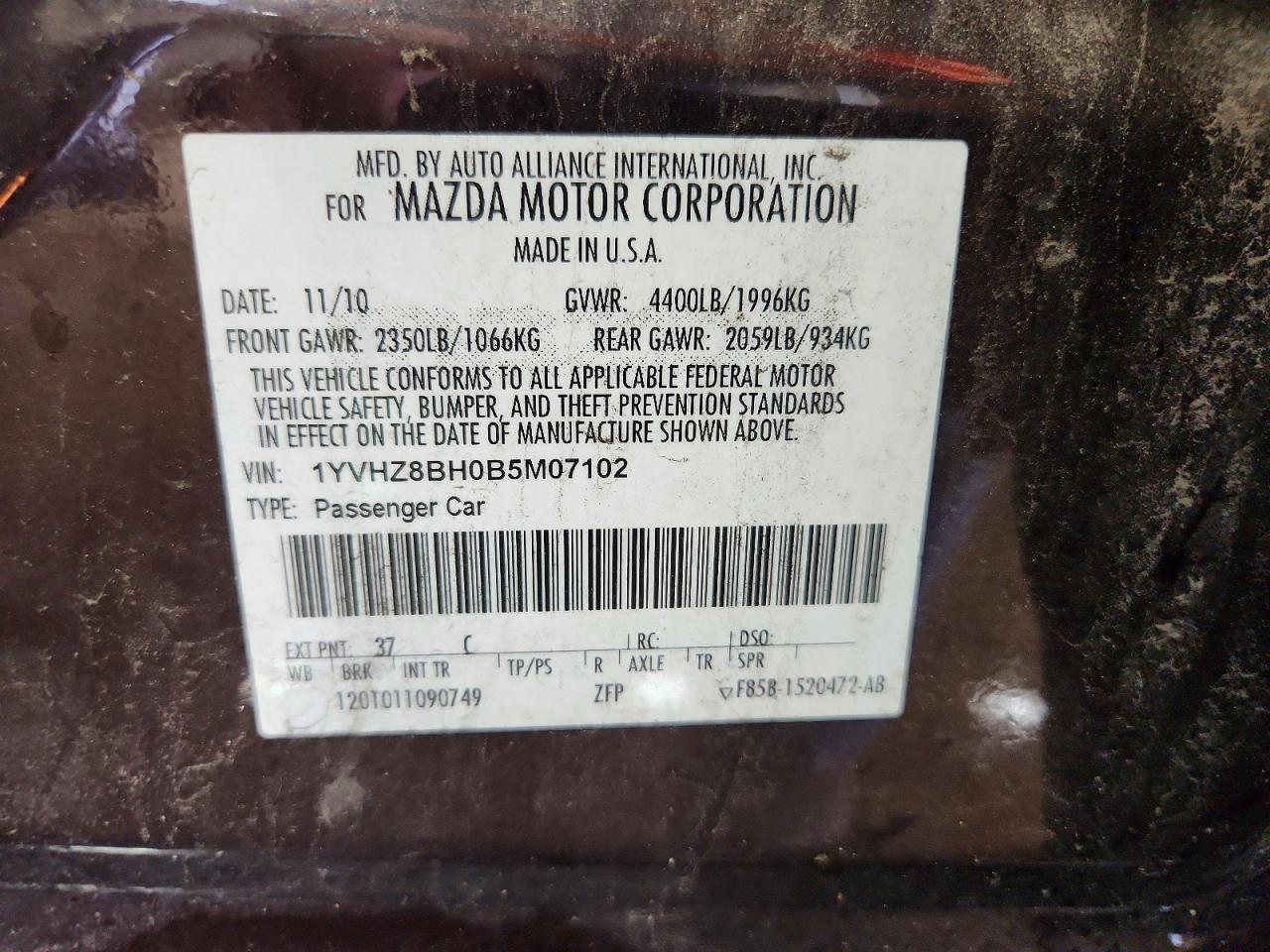 2011 MAZDA 6